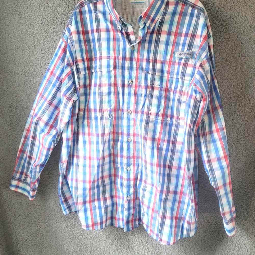 Columbia PFG Mens Large Long Sleeve Fishing Sportswear Multicolor Shirt